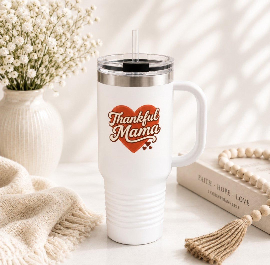 Thankful Mama Travel Mug, Gift for Mom, Reusable Mug - faithcovenant