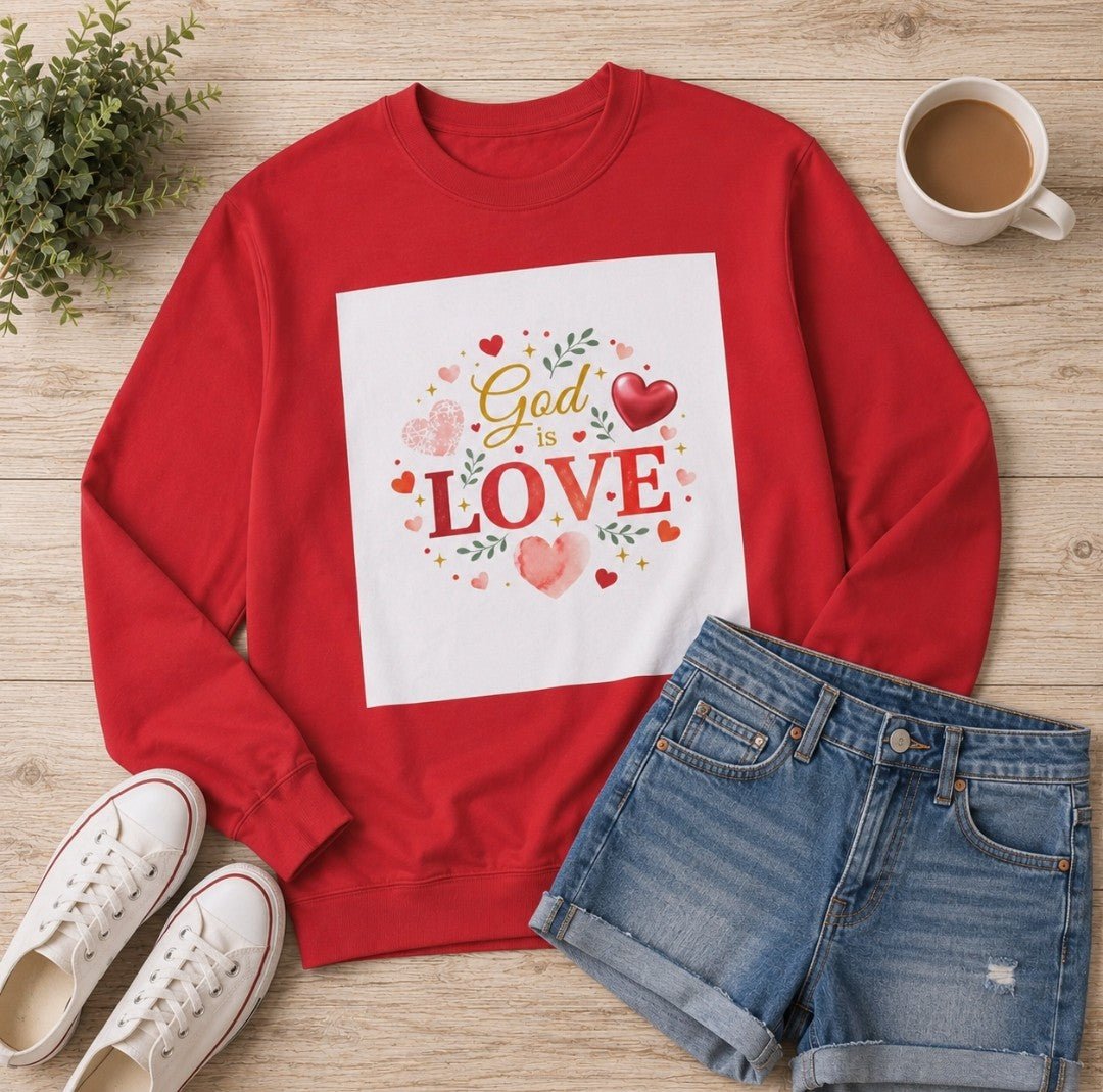 God Is Love Faith Sweatshirt — Inspirational Christian Crewneck - faithcovenant