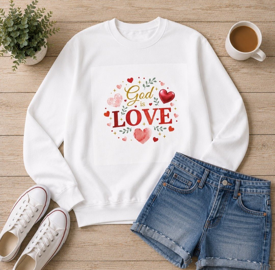 God Is Love Faith Sweatshirt — Inspirational Christian Crewneck - faithcovenant