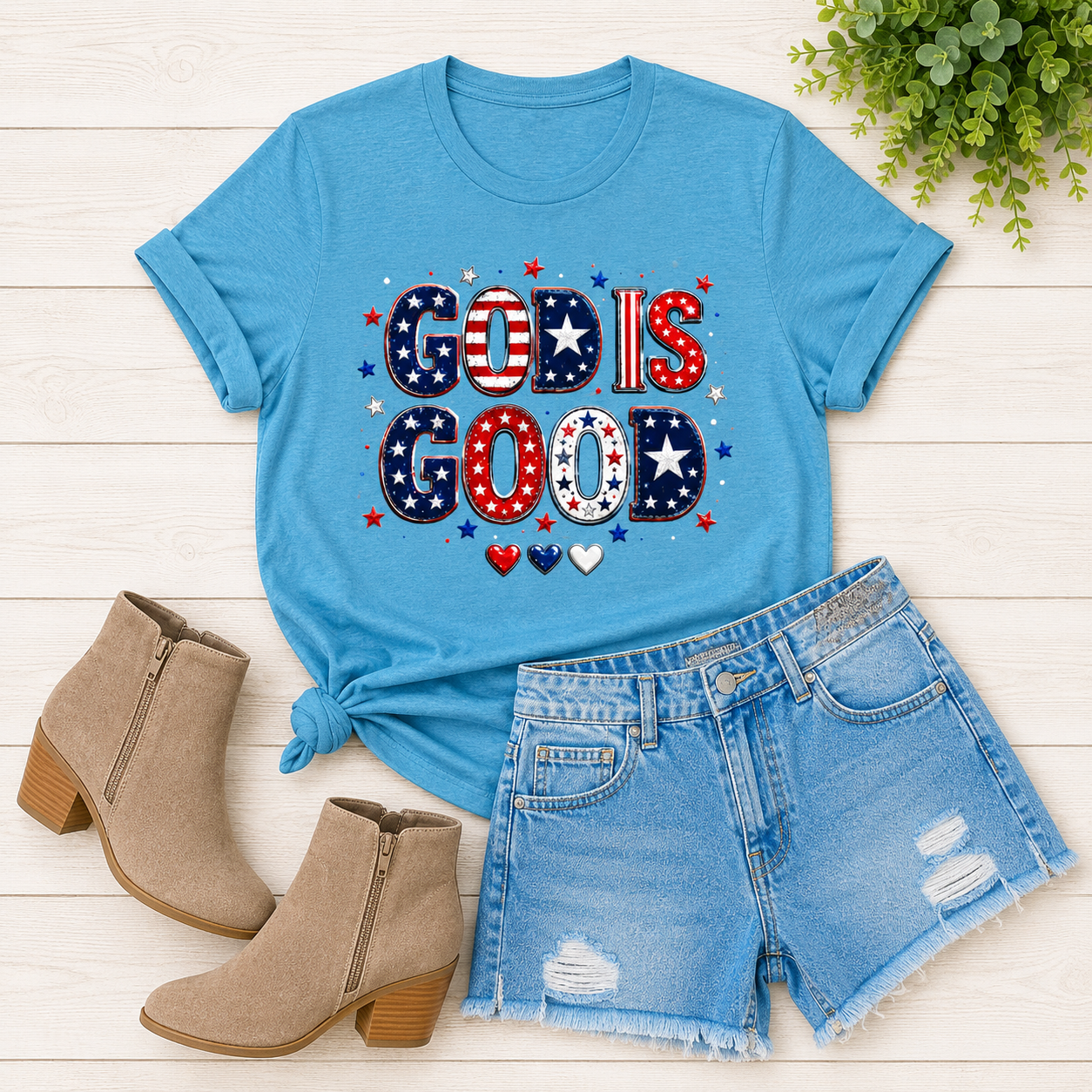 God Is Good Patriotic Tee — Faith & USA Flag Graphic T-Shirt