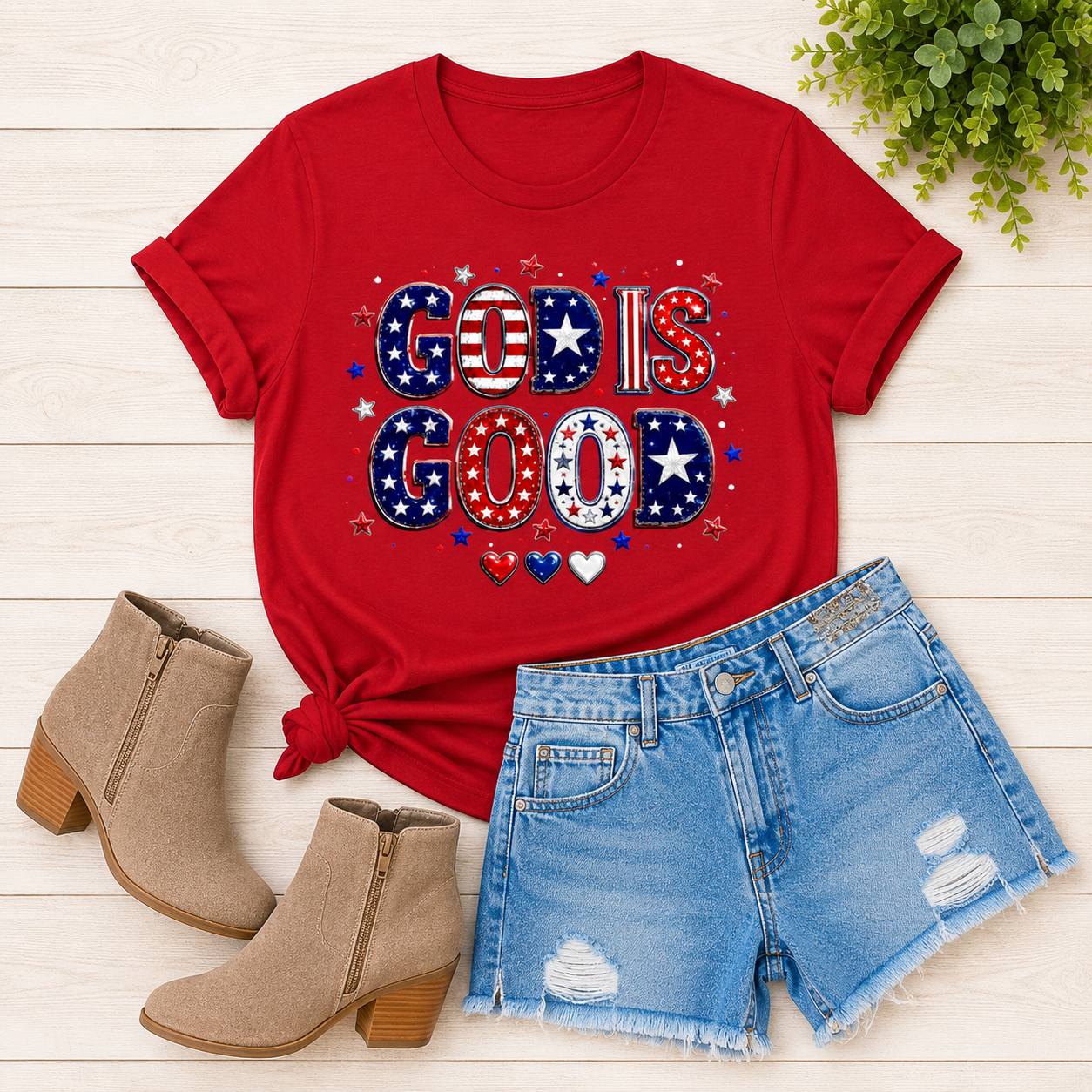 God Is Good Patriotic Tee — Faith & USA Flag Graphic T-Shirt