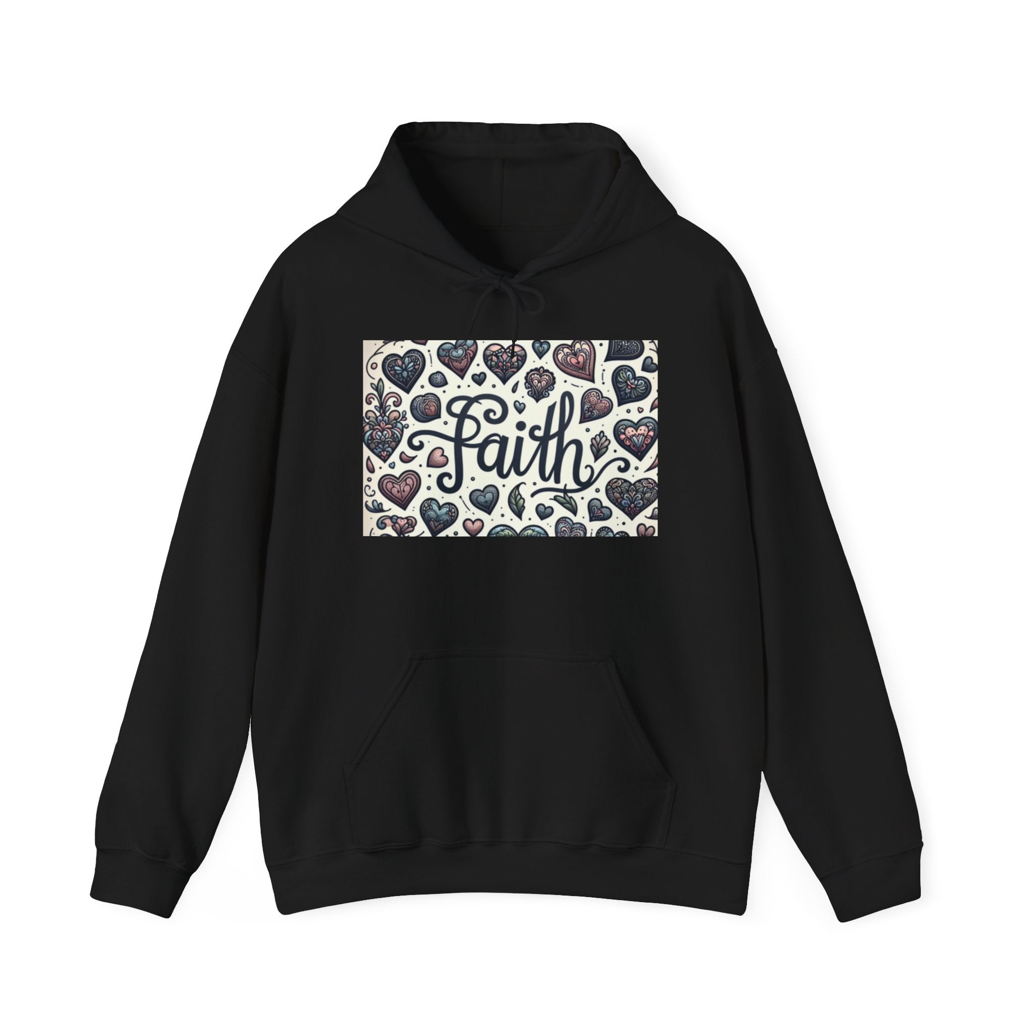 christian sweatshirt Faith Heart Hoodie, Cozy Sweatshirt  black