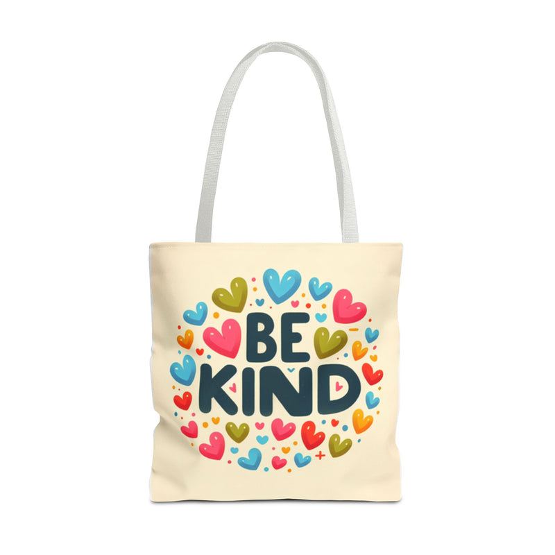 "Be Kind" Tote Bag - Colorful Heart Design, Motivational Accessory