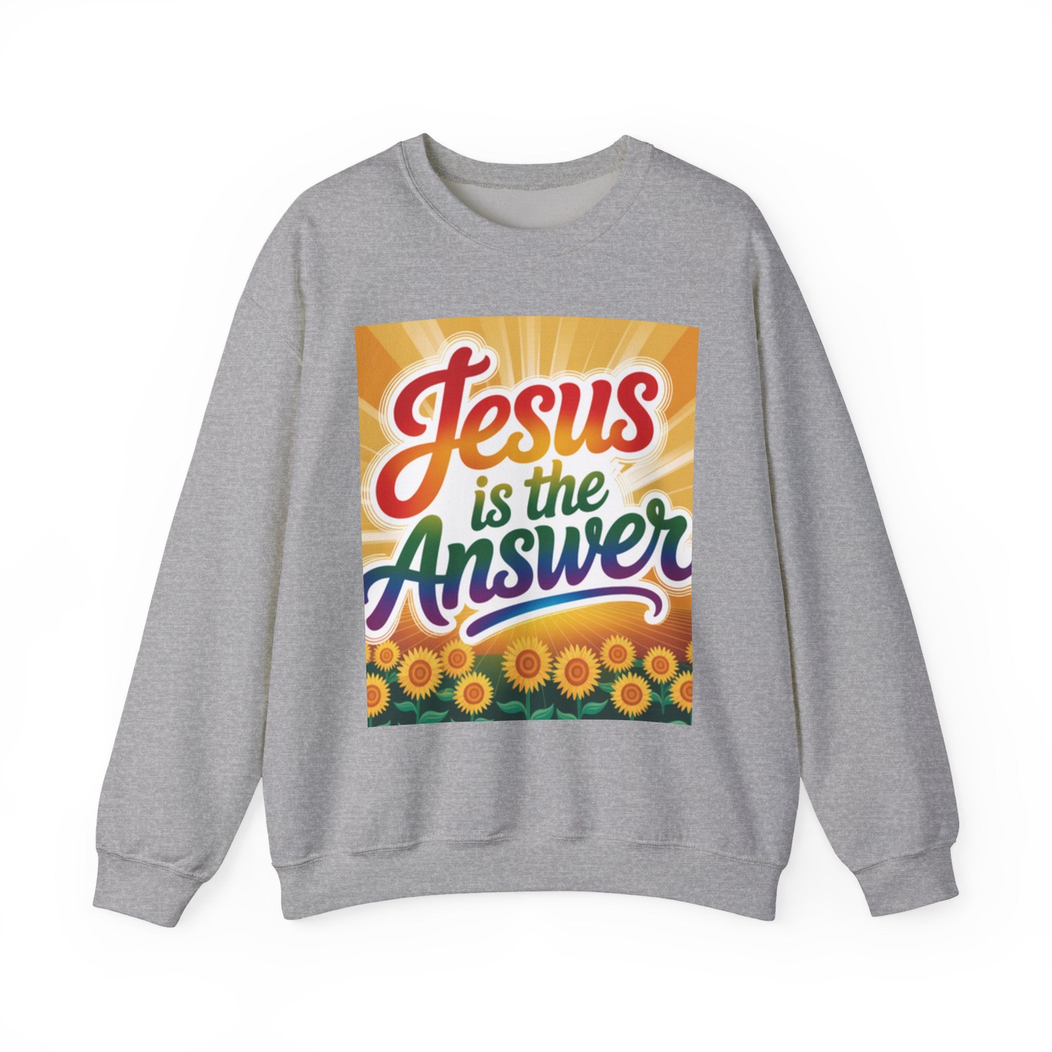 Jesus is the Answer Sunflower Crewneck Sweatshirt, Cozy Sweatshirt, Christian Apparel