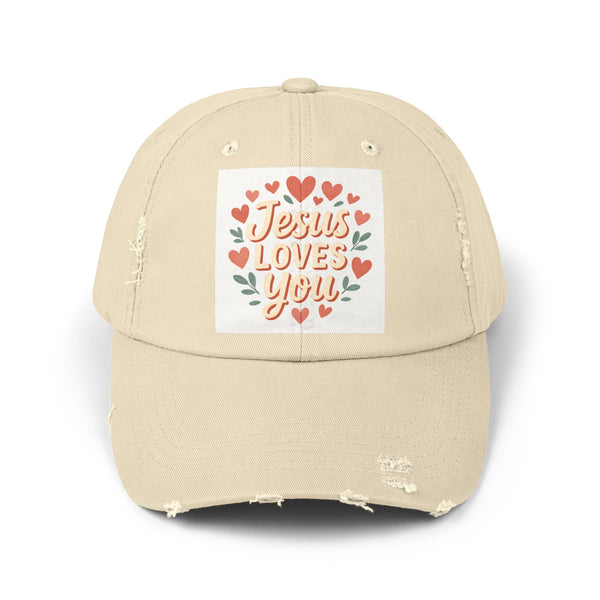 Jesus Loves You Distressed Cap, Vintage Cap, Jesus Apparel