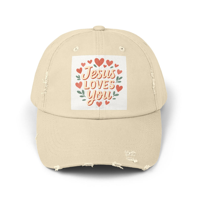 Jesus Loves You Distressed Cap, Vintage Cap, Jesus Apparel