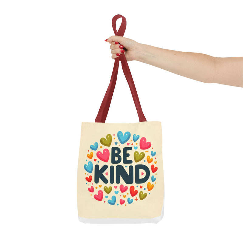 "Be Kind" Tote Bag - Colorful Heart Design, Motivational Accessory