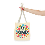 "Be Kind" Tote Bag - Colorful Heart Design, Motivational Accessory
