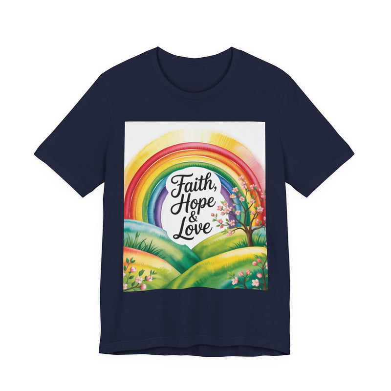 Faith, Hope & Love, Rainbow Graphic Tee, Faith Shirt