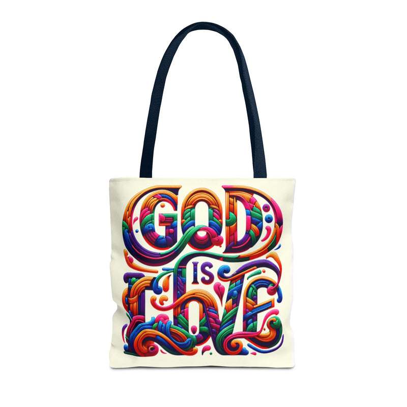 God is Love Colorful Tote Bag, Christian Tote, Faith Tote