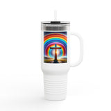 Rainbow Cross Travel Mug, Insulated Mug, Colorful Mug