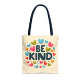"Be Kind" Tote Bag - Colorful Heart Design, Motivational Accessory