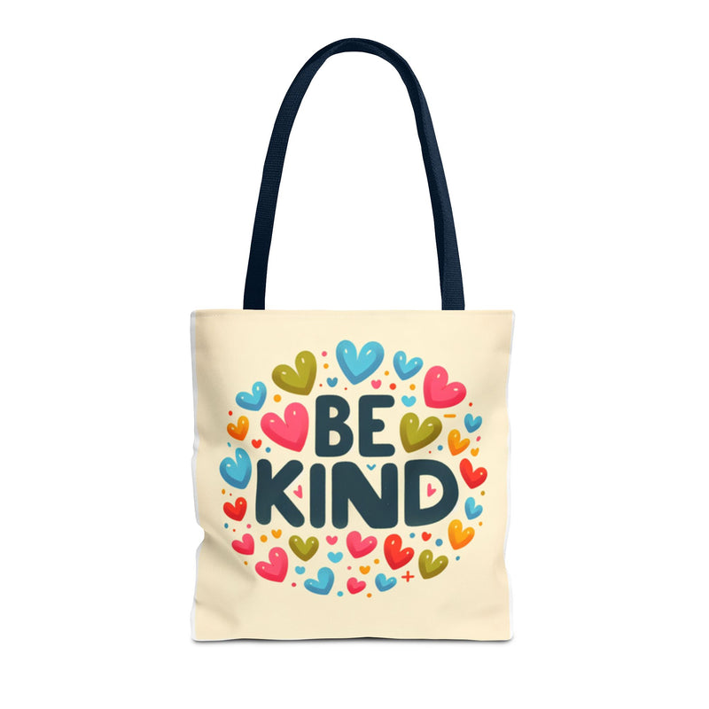 "Be Kind" Tote Bag - Colorful Heart Design, Motivational Accessory