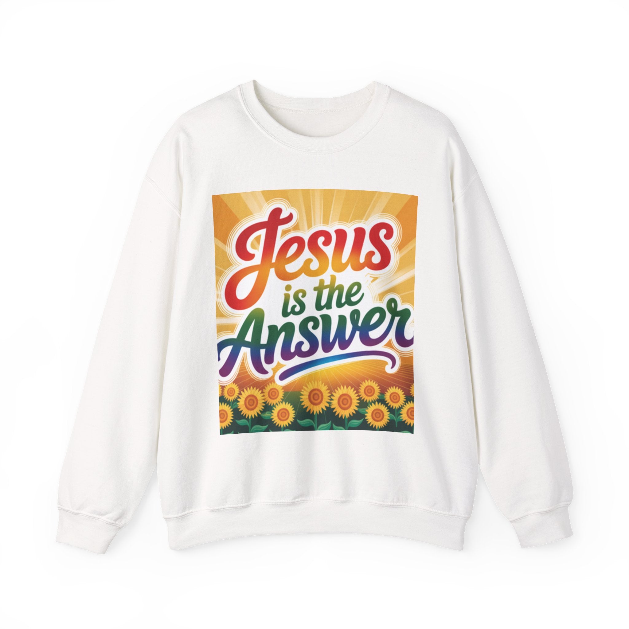 Jesus is the Answer Sunflower Crewneck Sweatshirt, Cozy Sweatshirt, Christian Apparel