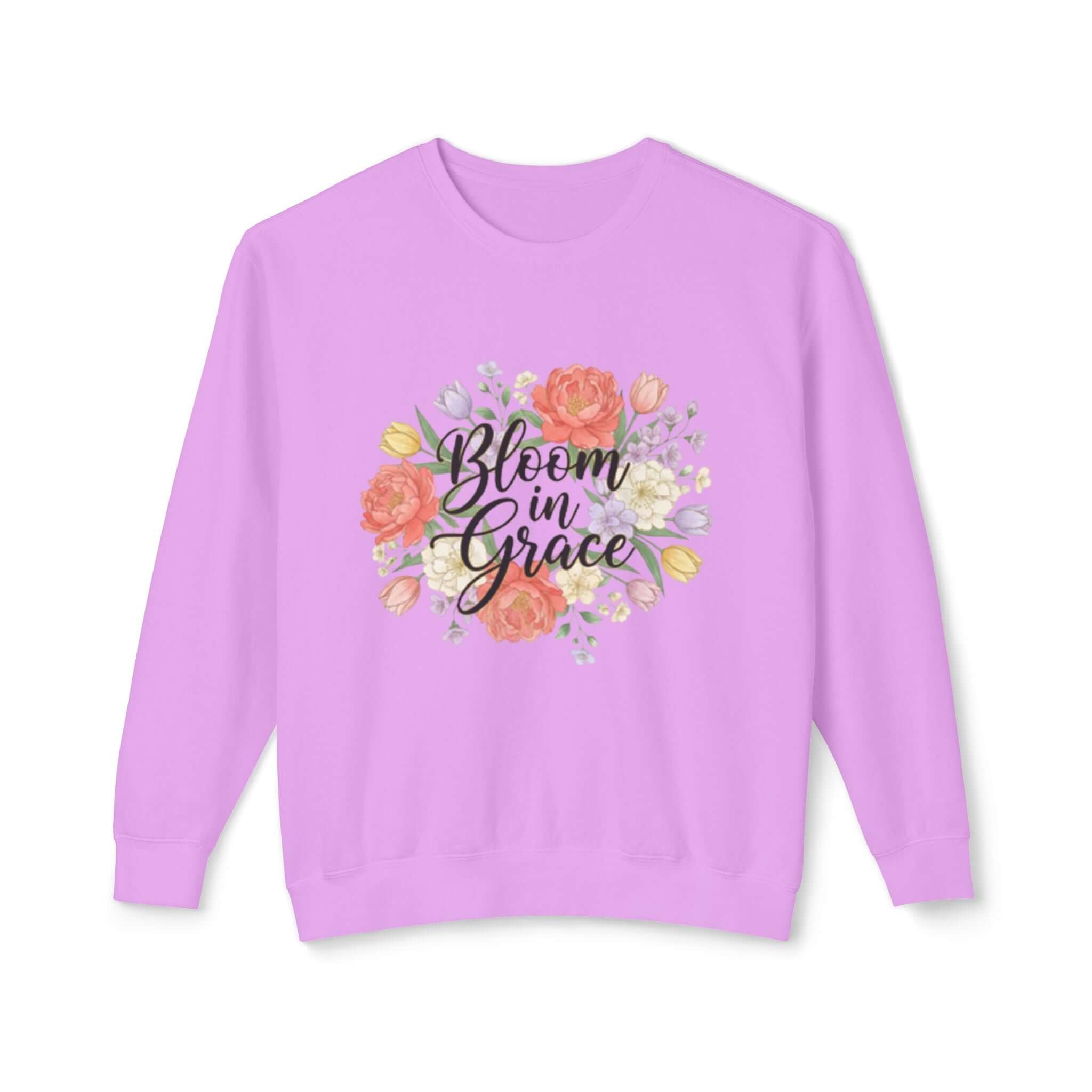 Christian sweatshirt purple  Floral Inspirational Crewneck