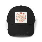 Jesus Loves You Distressed Cap, Vintage Cap, Jesus Apparel Printify