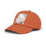 Blessed Distressed Cap, Floral Cap, Casual Wear