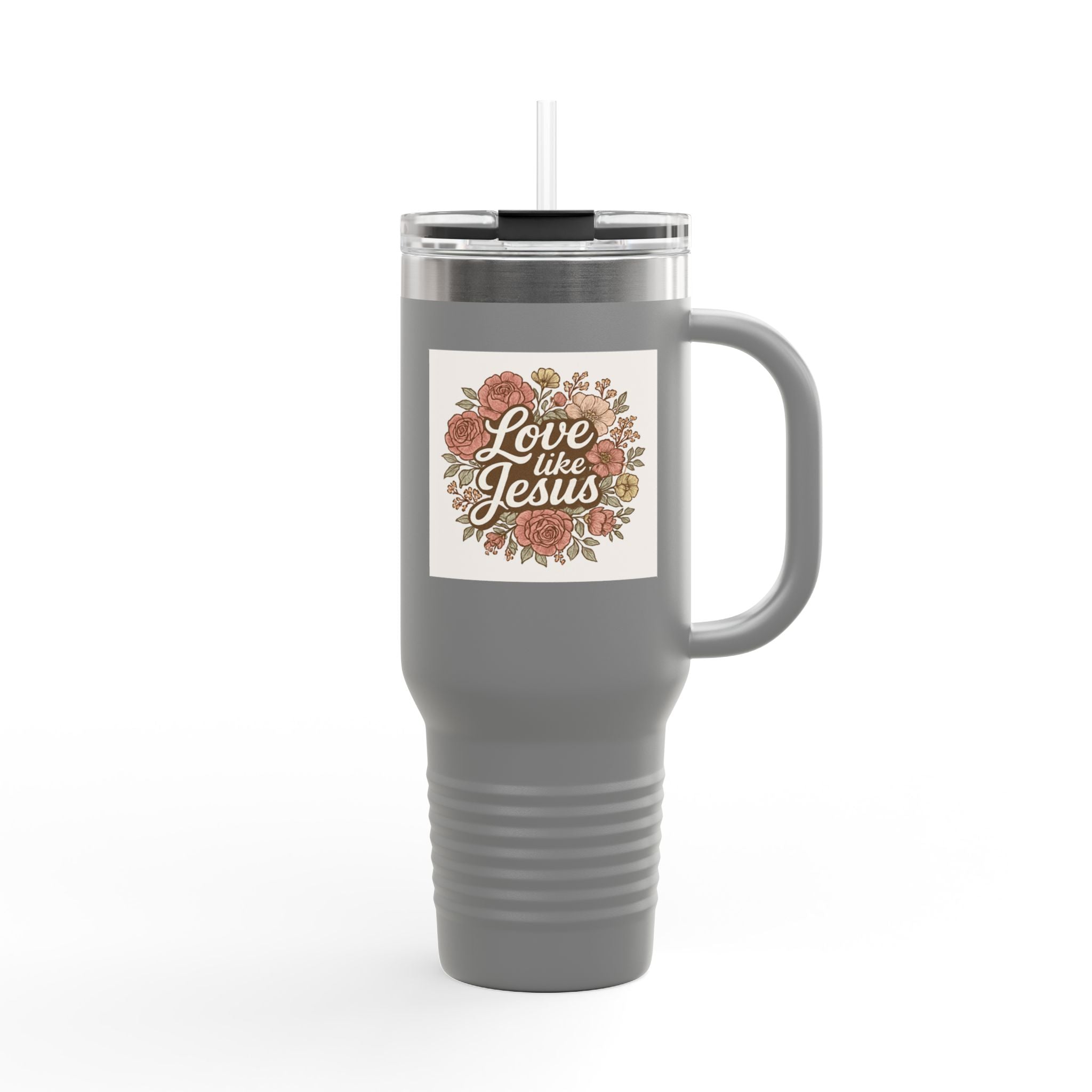 Floral Insulated Travel Mug Floral Insulated Travel Mug, 40oz grey