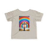 Rainbow Cross Infant Tee, Christian baby shirt Printify