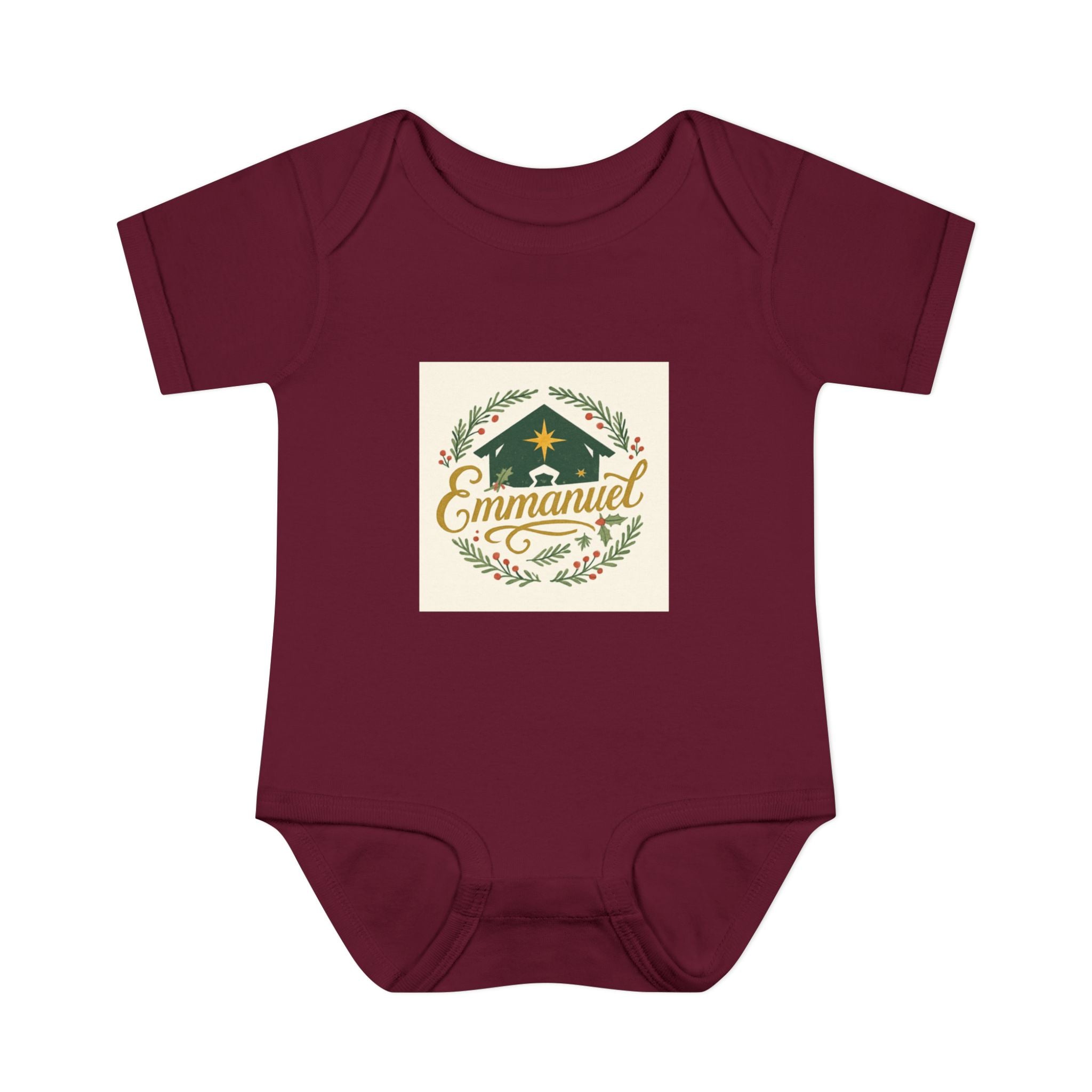 Emmanuel Christmas Infant Bodysuit — Baby Rib Onesie, 'Emmanuel' Holiday Gift