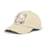 Blessed Distressed Cap, Floral Cap, Casual Wear