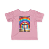 Rainbow Cross Infant Tee, Christian baby shirt