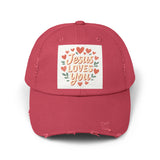 Jesus Loves You Distressed Cap, Vintage Cap, Jesus Apparel