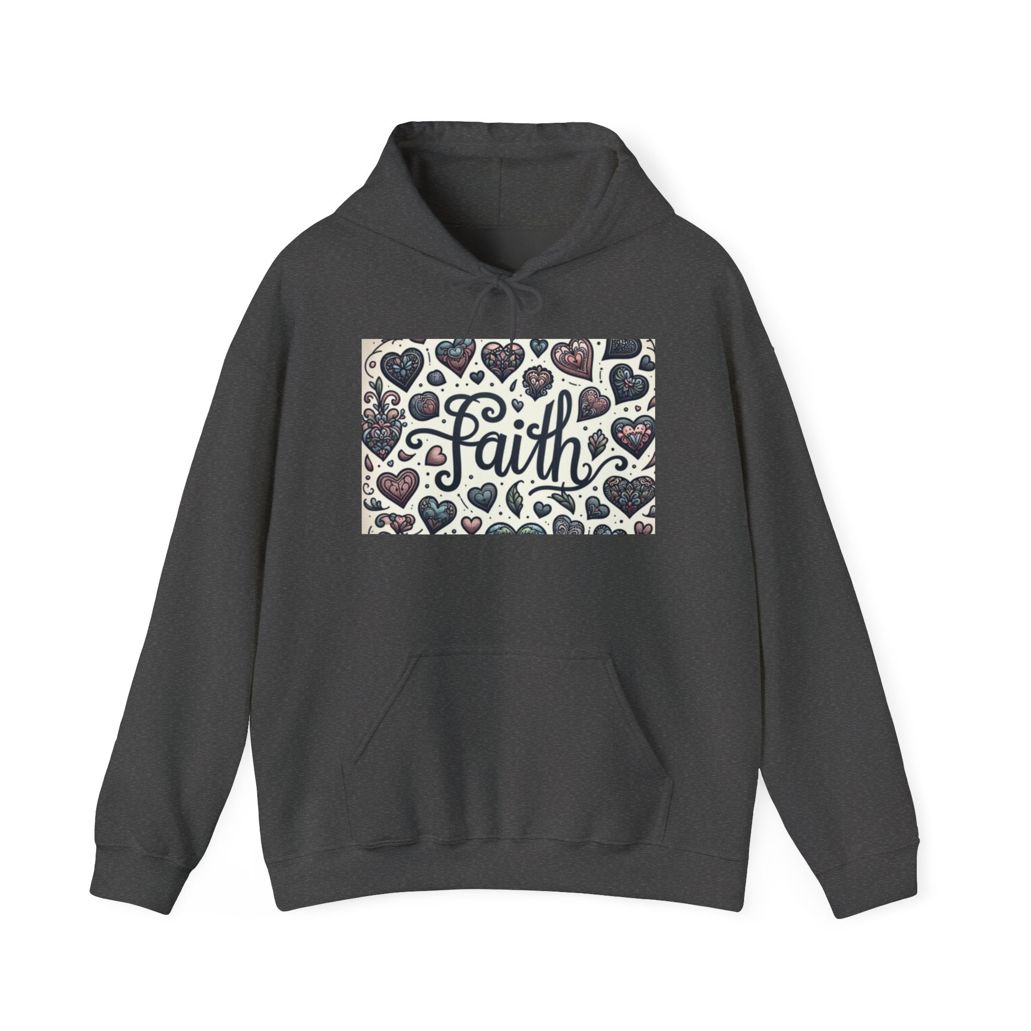 christian sweatshirt Faith Heart Hoodie, Cozy Sweatshirt dark grey