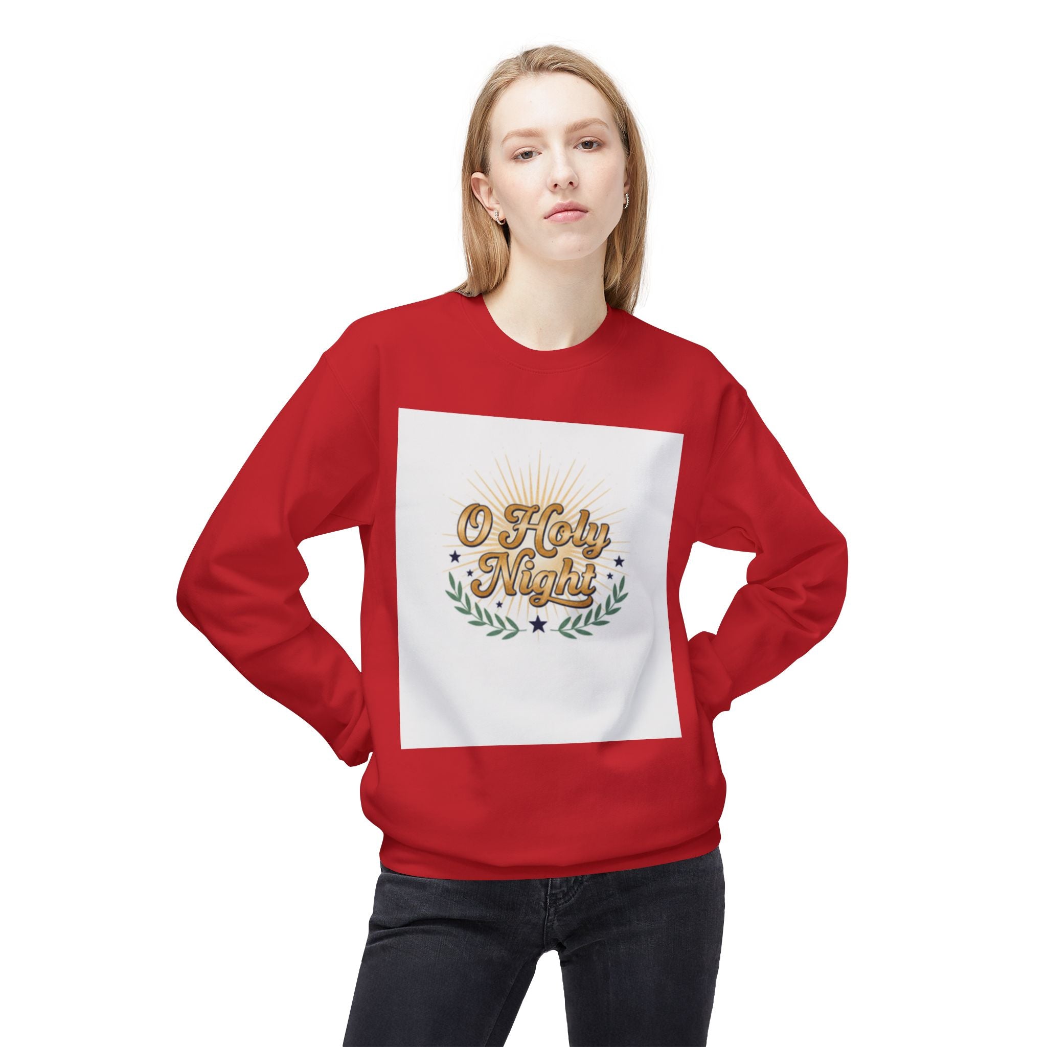 christian sweatshirt O Holy Night Christmas Crewneck Sweatshirt red