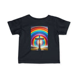 Rainbow Cross Infant Tee, Christian baby shirt