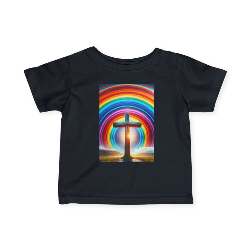 Rainbow Cross Infant Tee, Christian baby shirt