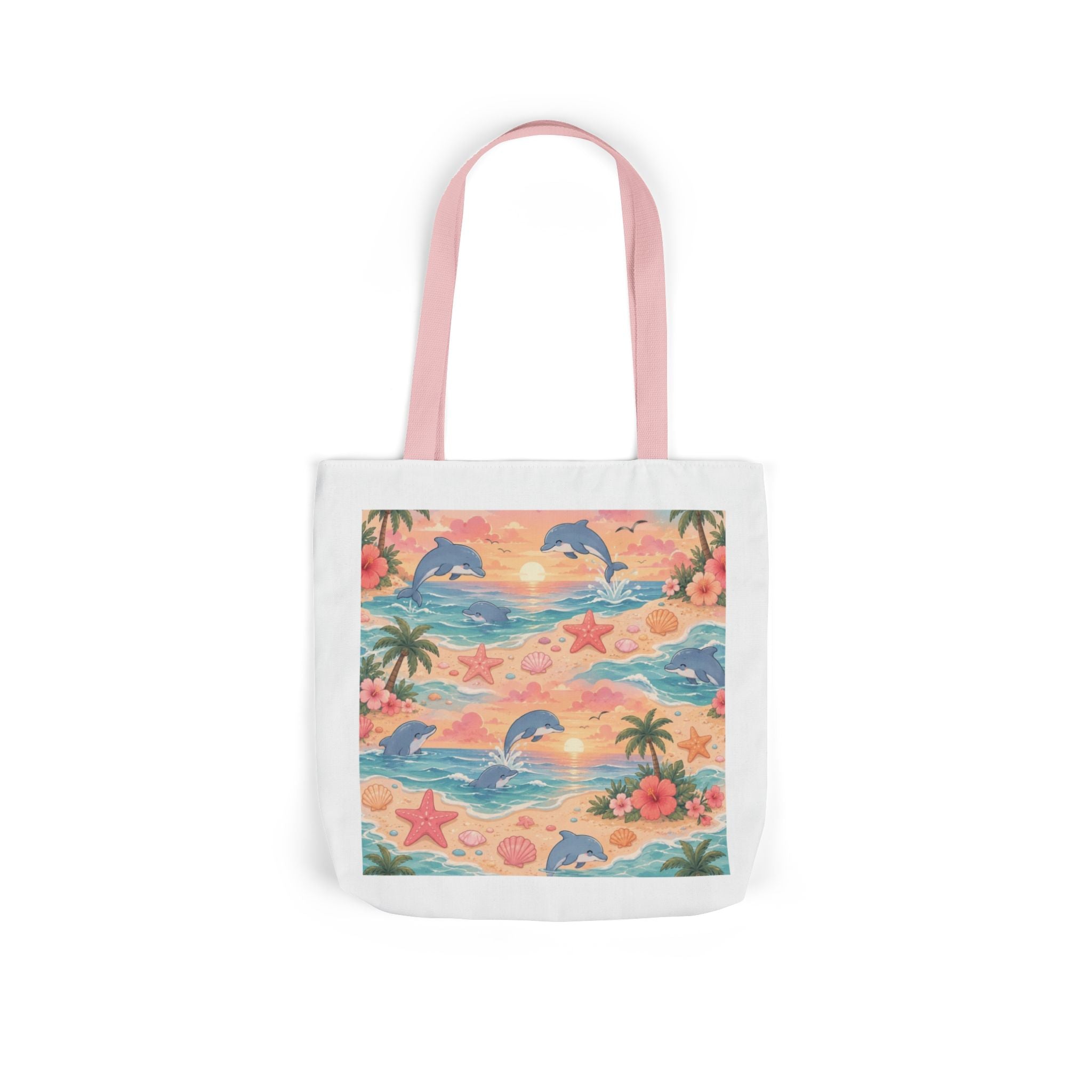 Tote Bag — Retro Tropical Dolphin Beach Print