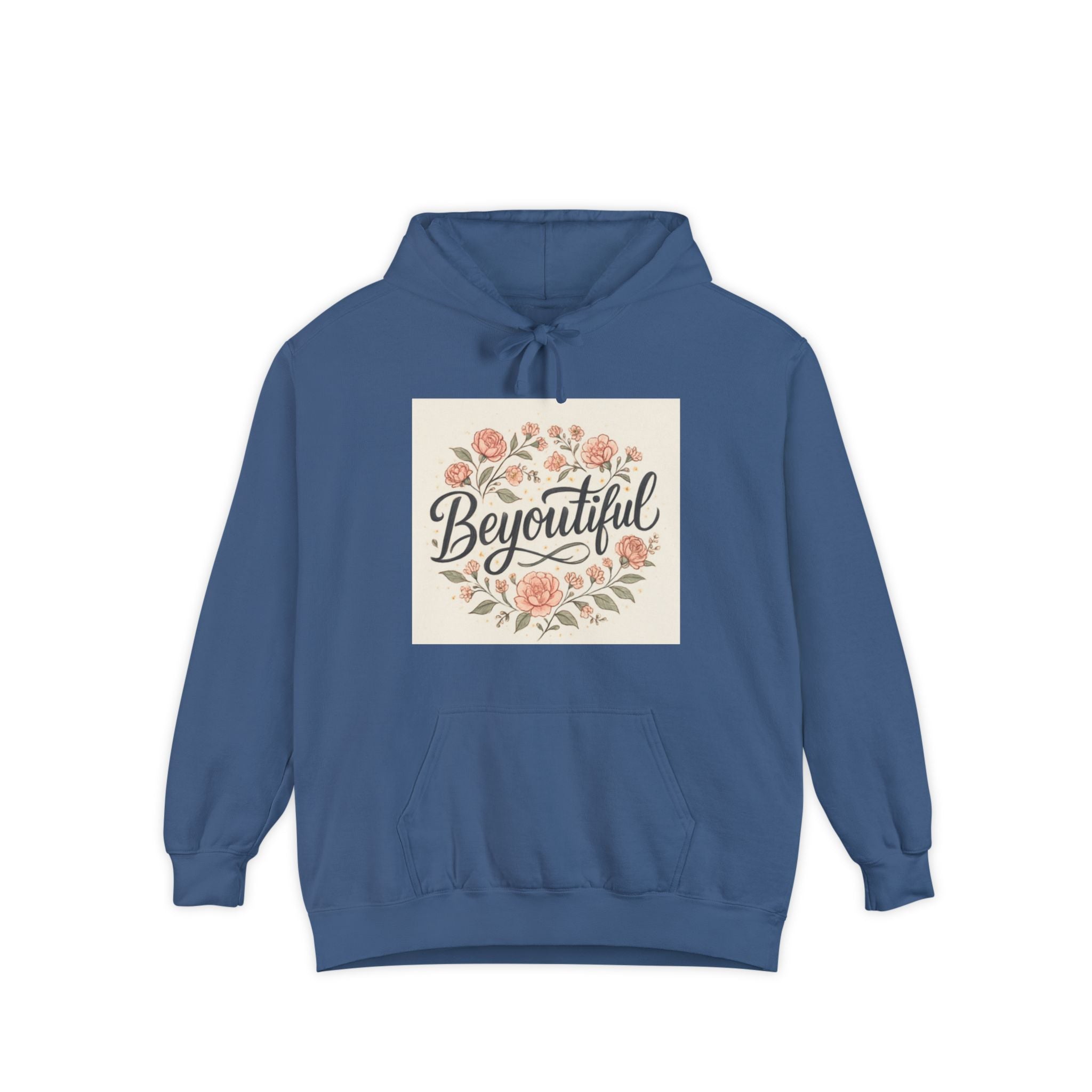 Beyoutiful Floral Hoodie, Comfortable Hoodie, Floral Design blue