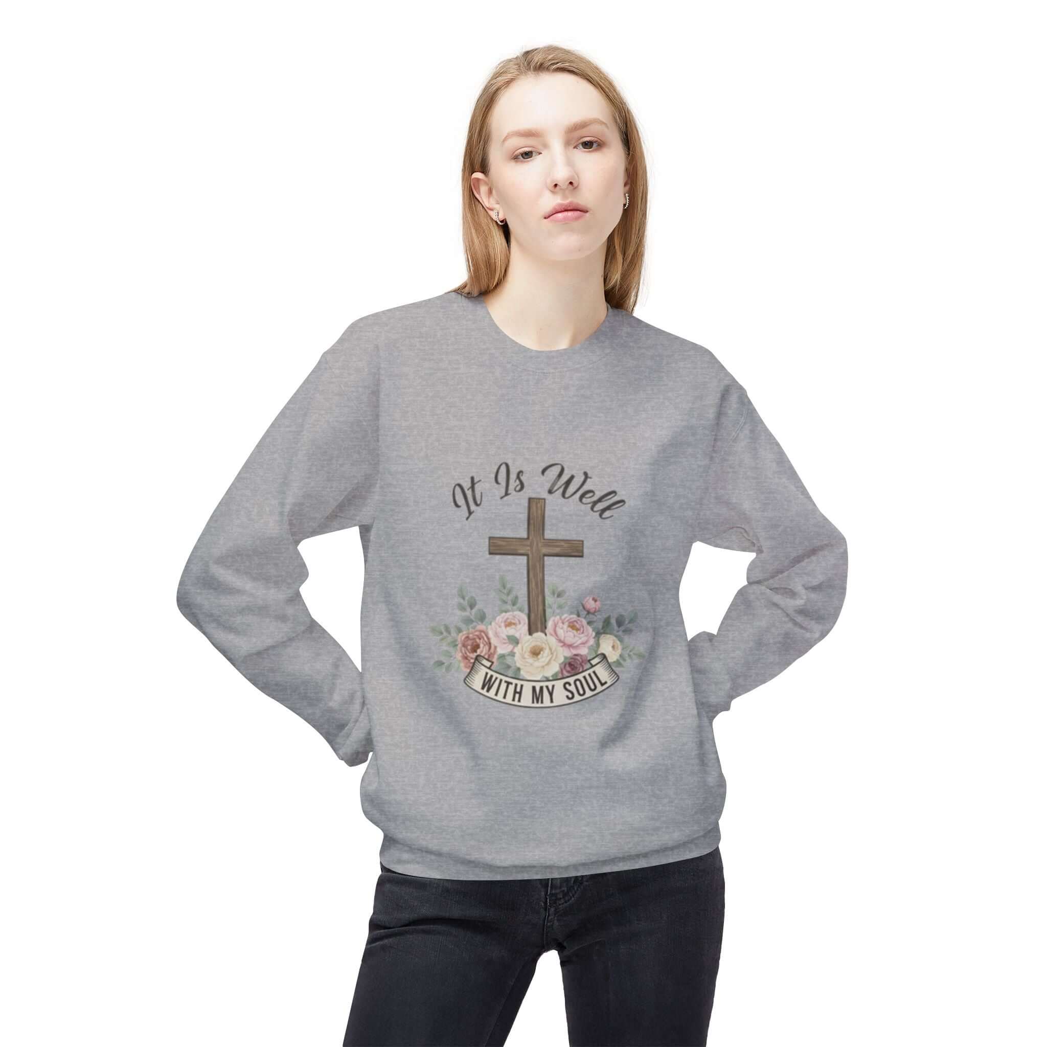 christian sweatshirt gray  Easter Christian Crewneck
