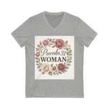 Proverbs 31 Woman V-Neck Tee, Floral Tee, Scripture Shirt