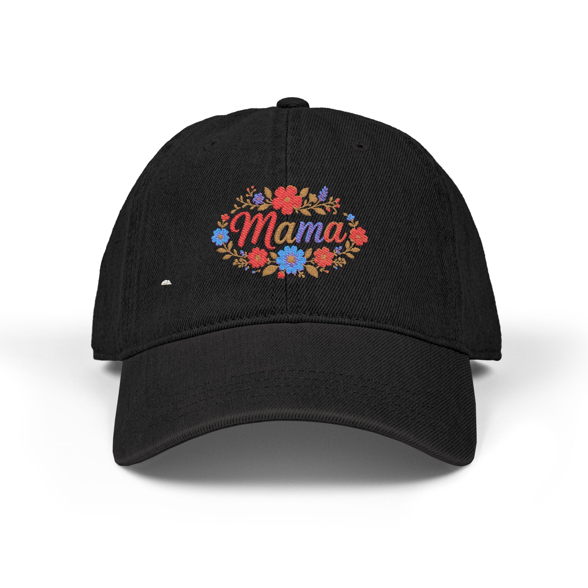 Mama Floral Embroidered Denim Hat — Cute Mom Baseball Cap, Mother’s Day Gift