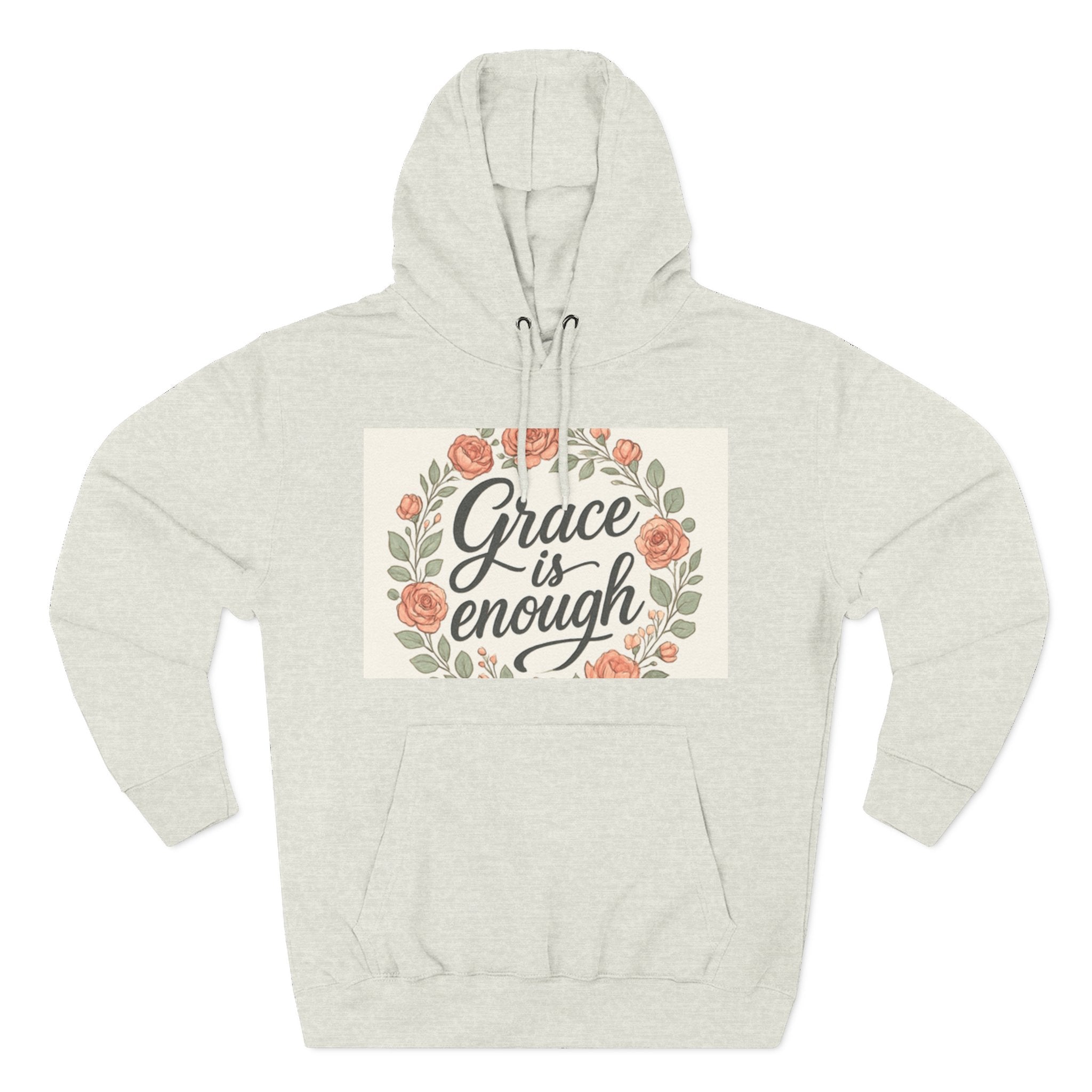 christian gifts Grace is Enough Floral Hoodie dusky white