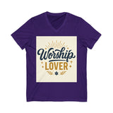Worship Lover Tee, V Neck Shirt, Praise and Worship Printify