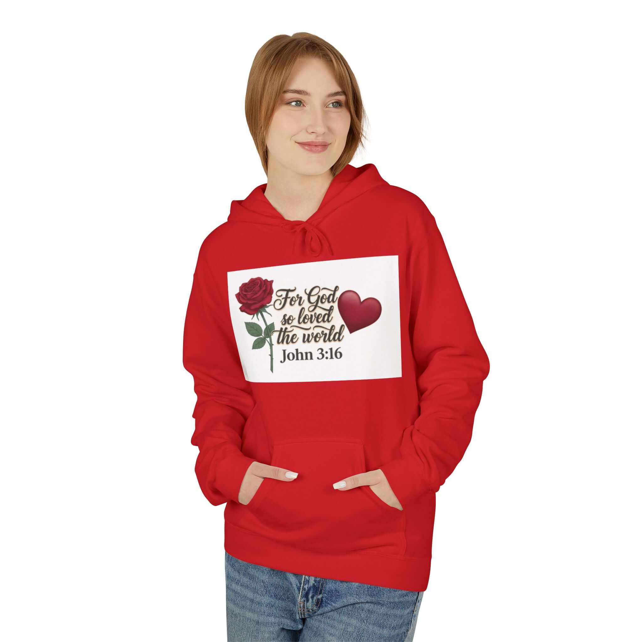 Christian sweatshirt gray Loved The World Hoodie — John 3:16 Faith Hoodie