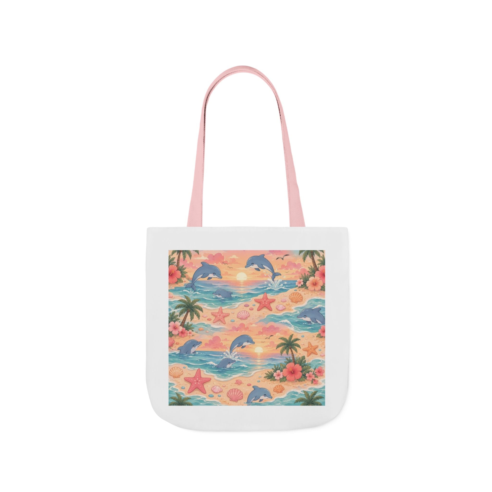 Tote Bag — Retro Tropical Dolphin Beach Print