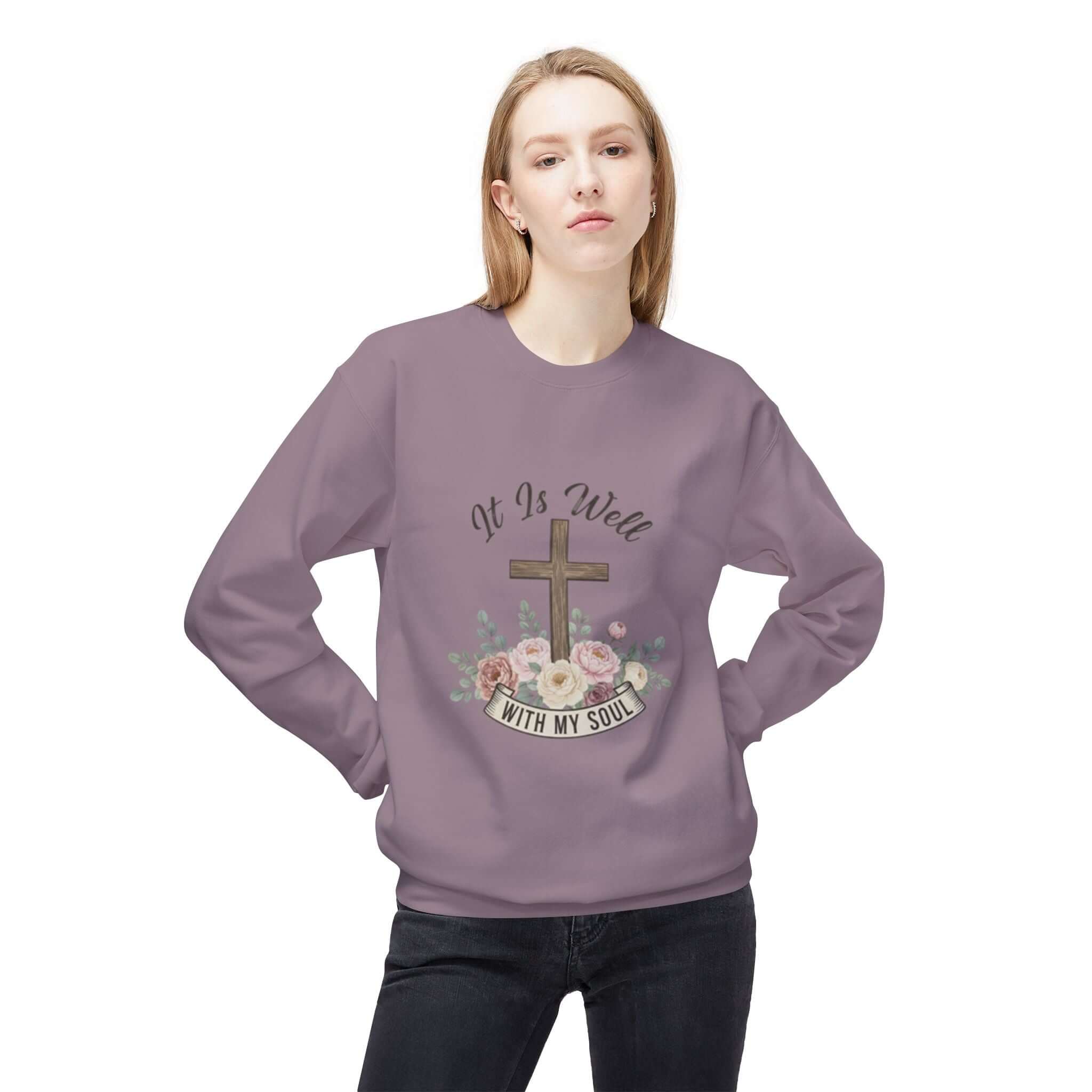 christian sweatshirt purple  Easter Christian Crewneck