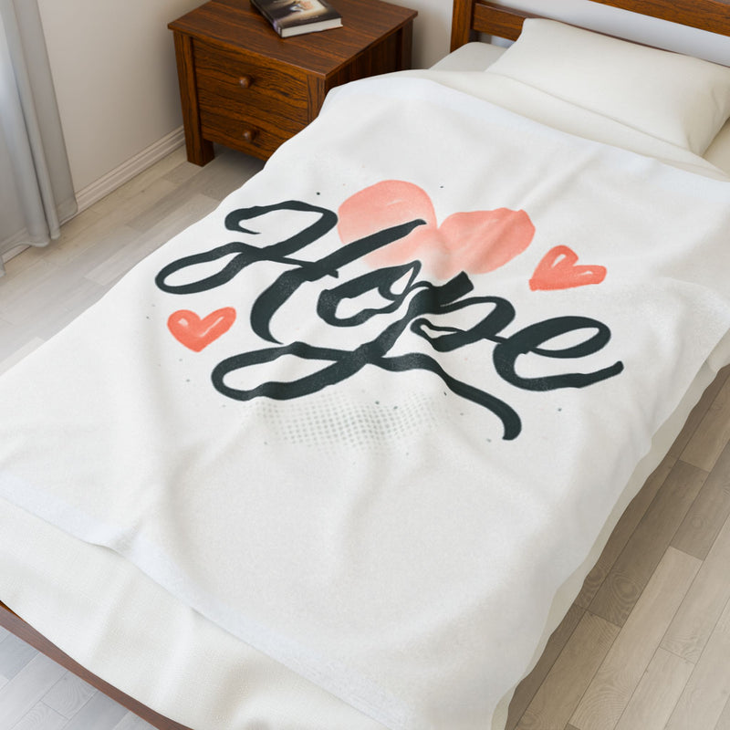Hope Velveteen Plush Blanket, Heart Design, Soft Blanket