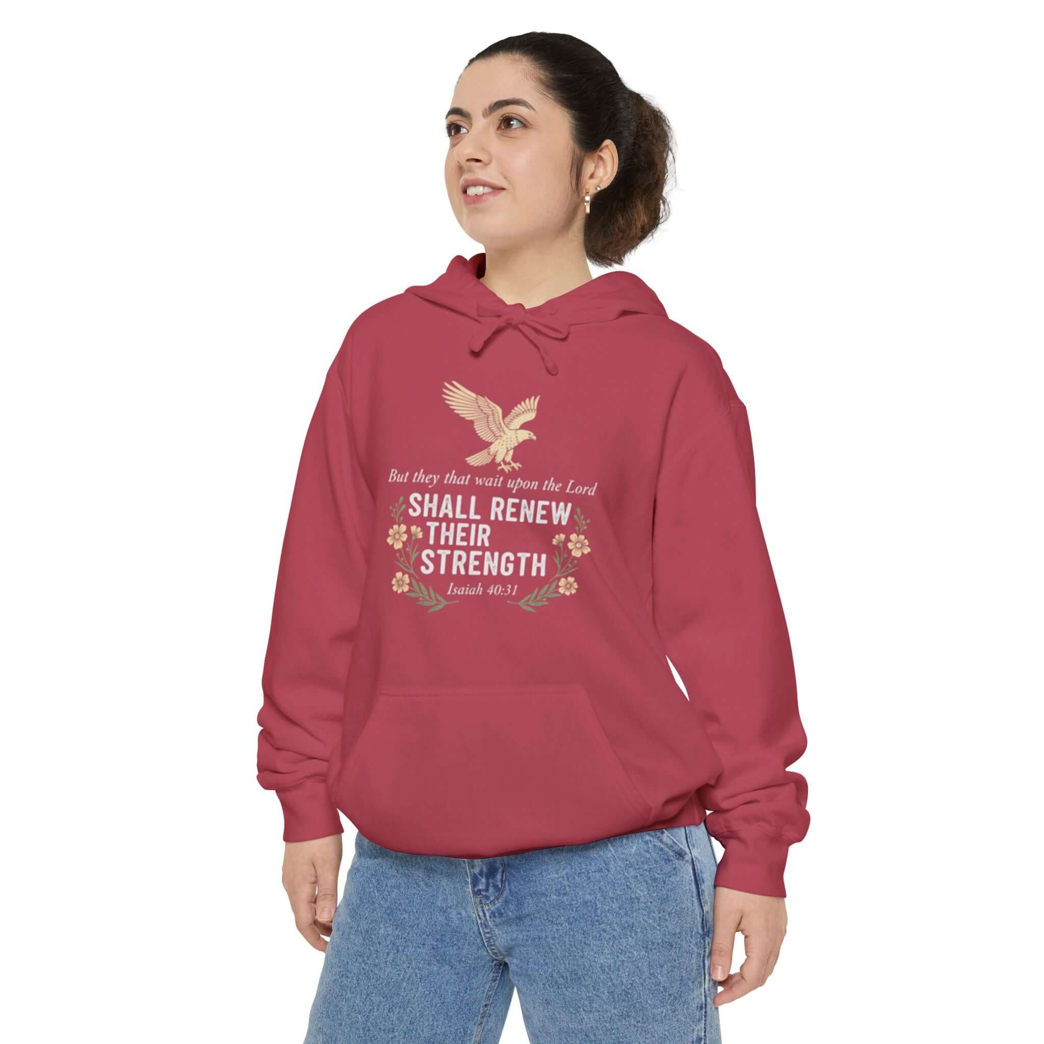 Infant apparel Hoodie red Isaiah 40:31 Faith Hoodie
