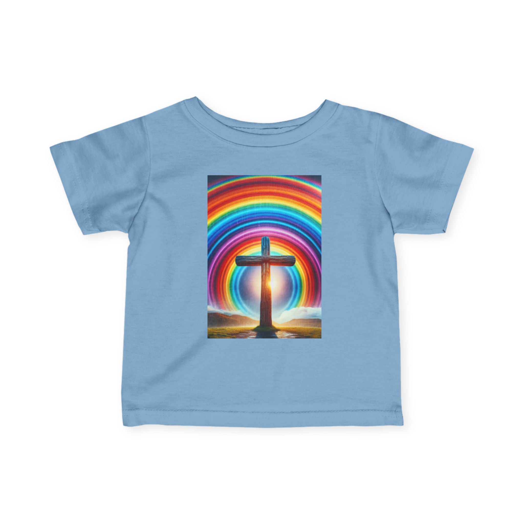 Rainbow Cross Infant Tee, Christian baby shirt