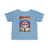 Rainbow Cross Infant Tee, Christian baby shirt Printify