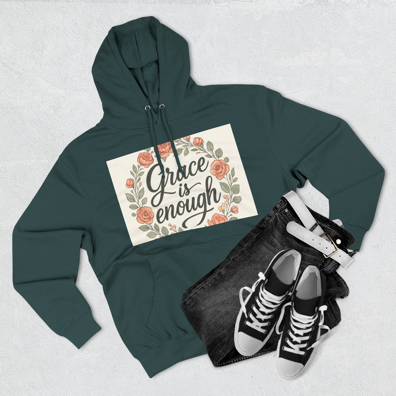 Grace is Enough Floral Hoodie, Cozy Gift for Mom, Faith-Based Clothing