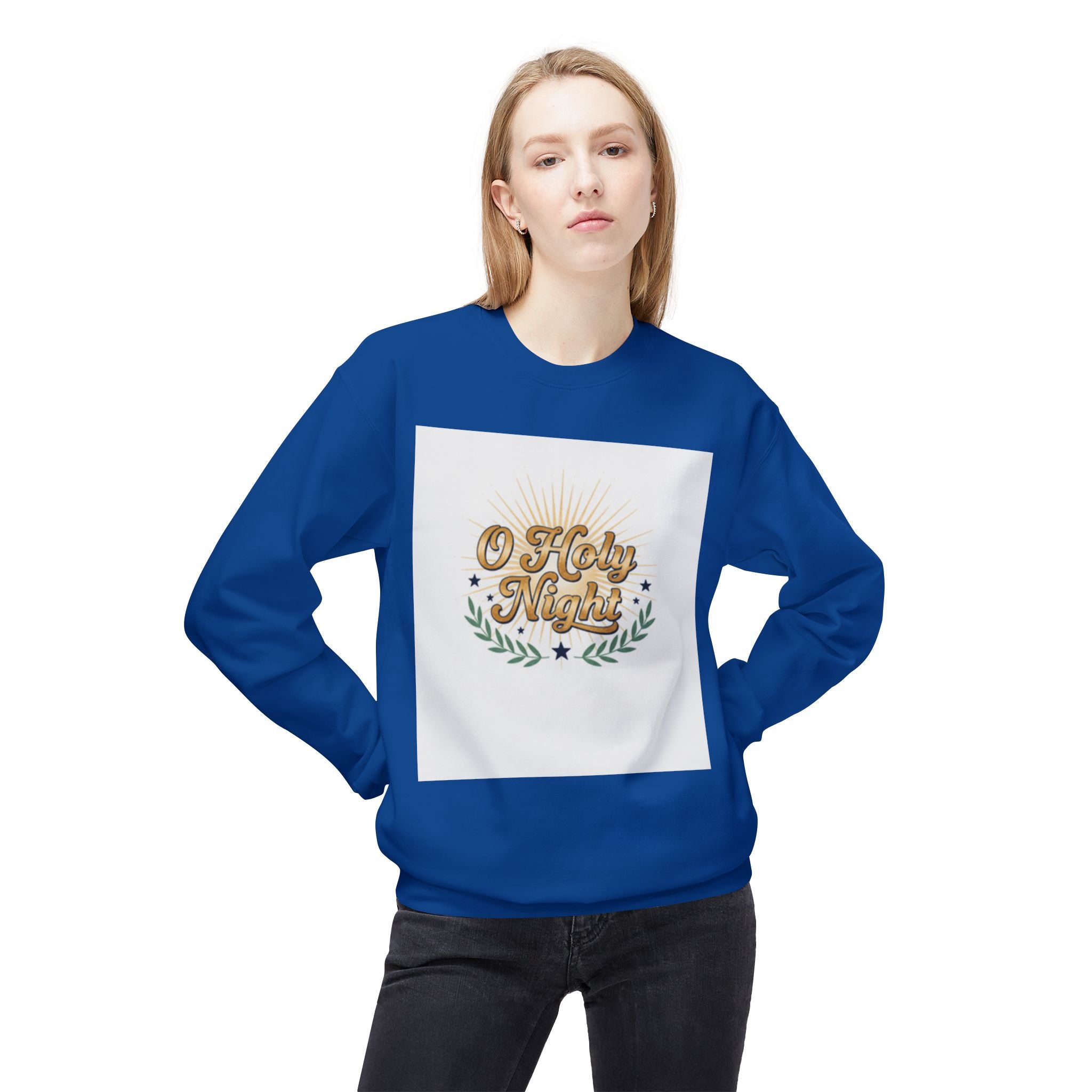 christian sweatshirt O Holy Night Christmas Crewneck Sweatshirt dark blue