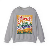 Jesus is the Answer Sunflower Crewneck Sweatshirt, Cozy Sweatshirt, Christian Apparel Printify