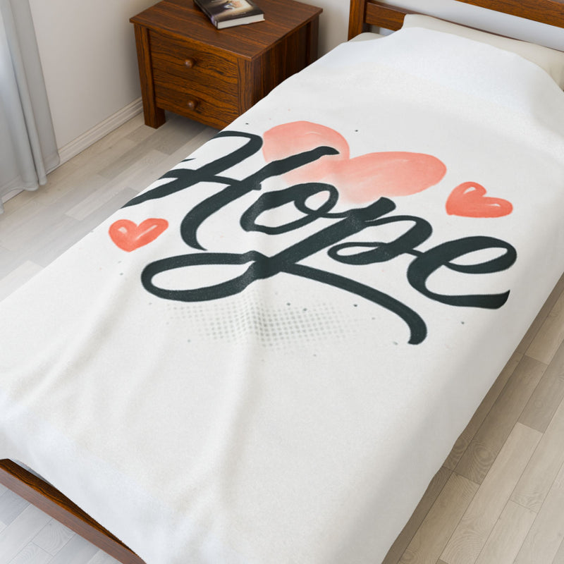 Hope Velveteen Plush Blanket, Heart Design, Soft Blanket