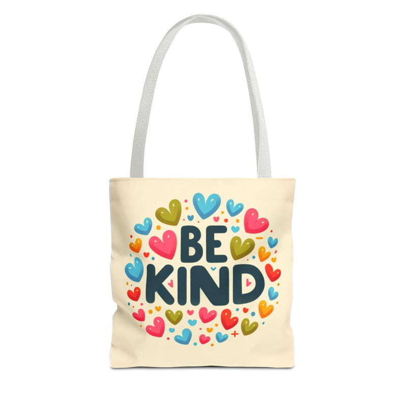 "Be Kind" Tote Bag - Colorful Heart Design, Motivational Accessory